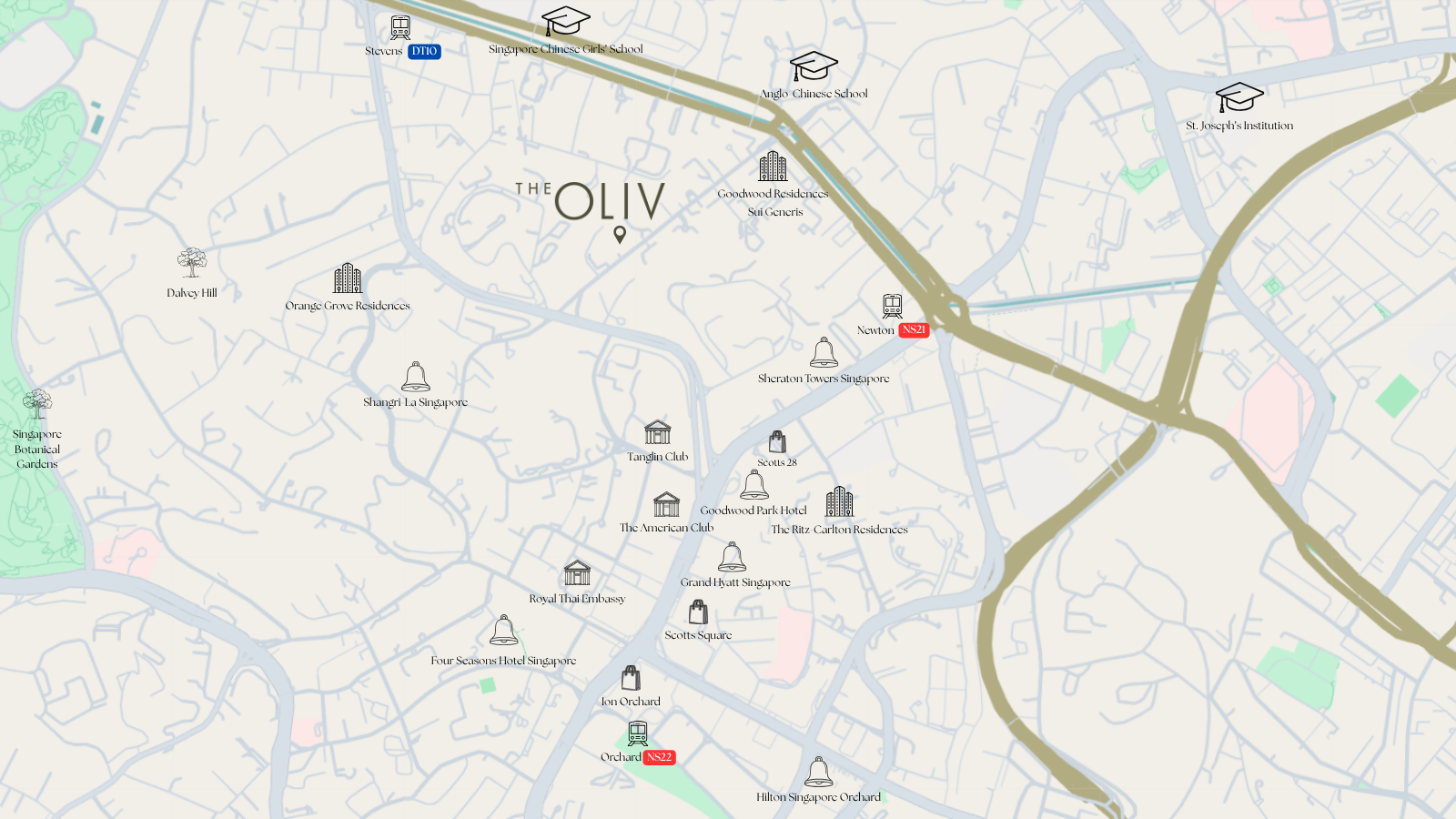 The Oliv neighbourhood map